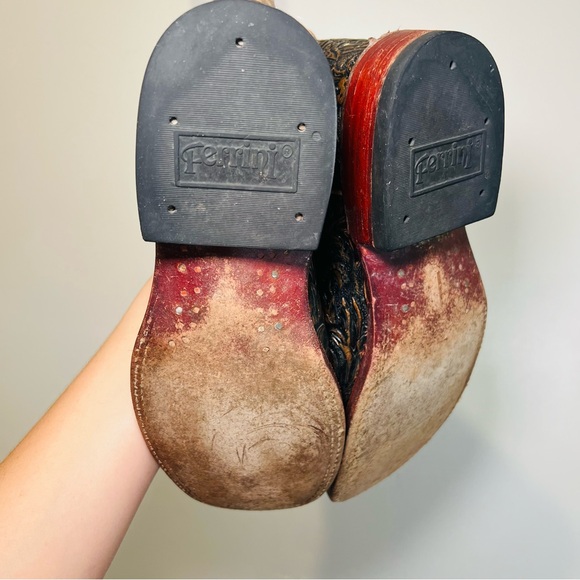 Ferrini Women’s Antique Saddle/Black Leather Western Boots 8 - Picture 6 of 8